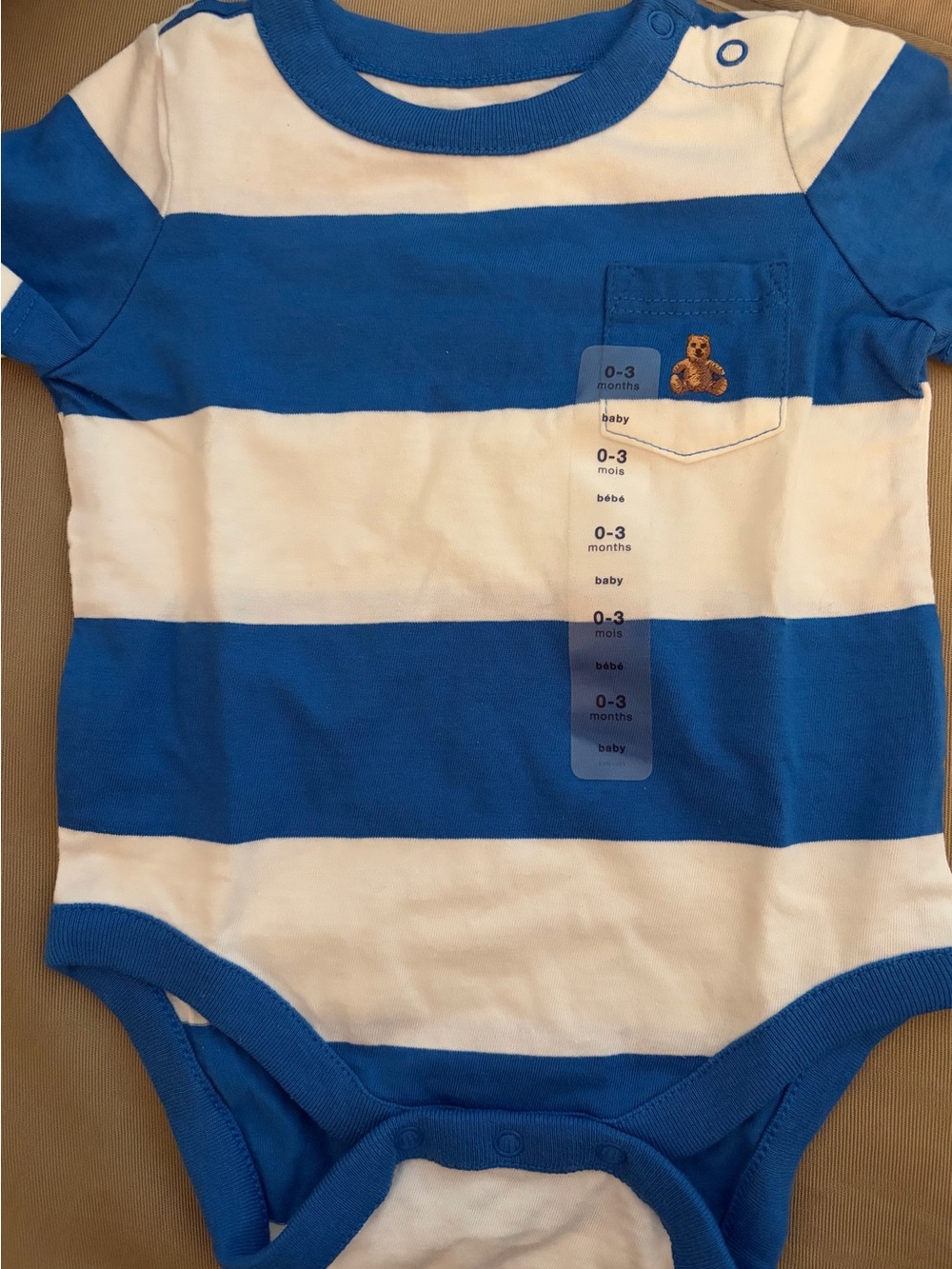 GAP-Baby 100% cotton Short Sleeve Bodysuit - size 0-3 months-blue &white stripes